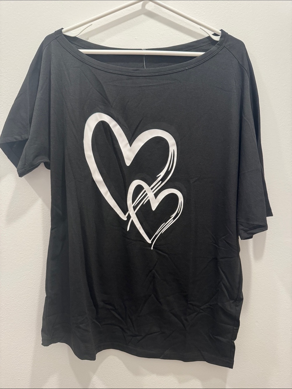 Casual Black Heart Print Women’s Top